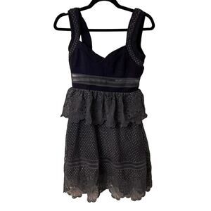 Self-Portrait Dark Blue Natalia Tiered Lace Dress Size 6